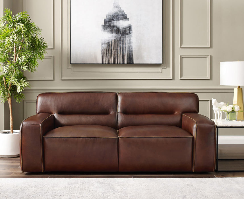 Sunset Trading Milan Leather Loveseat | Brown