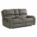 Sunset Trading Calvin 78" Wide Dual Reclining Loveseat with Storage Console | Nailheads | Easy to Clean Gray Fabric -  Chapter 11 Furniture (Lewiston, Maine)