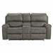 Sunset Trading Calvin 78" Wide Dual Reclining Loveseat with Storage Console | Nailheads | Easy to Clean Gray Fabric -  Chapter 11 Furniture (Lewiston, Maine)