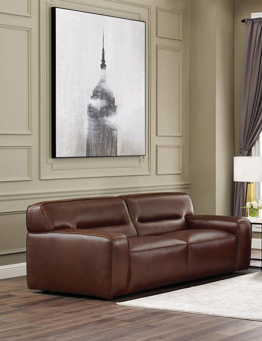 Sunset Trading Milan Leather Loveseat | Brown