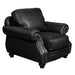 Sunset Trading Charleston 42" Wide Top Grain Leather Armchair | Black Rolled Arm Accent Chair with Nailheads -  Chapter 11 Furniture (Lewiston, Maine)