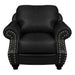 Sunset Trading Charleston 42" Wide Top Grain Leather Armchair | Black Rolled Arm Accent Chair with Nailheads -  Chapter 11 Furniture (Lewiston, Maine)