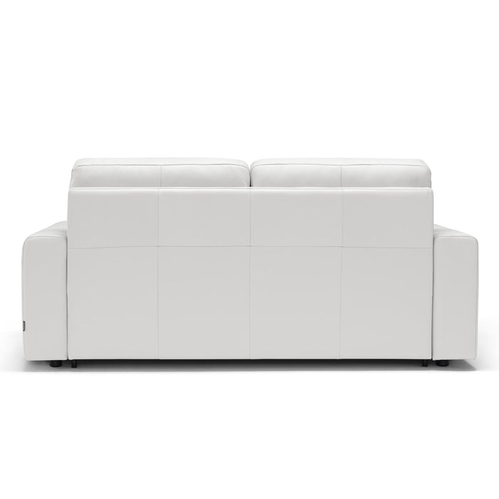 Sunset Trading Divine Leather Sofa Sleeper | White | 3 Seater Couch with Full Size Pull Out Mattress