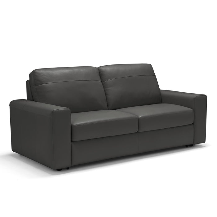 Sunset Trading Divine Leather Sofa Sleeper | Dark Gray | 3 Seater Couch With Full Size Pull Out Mattress