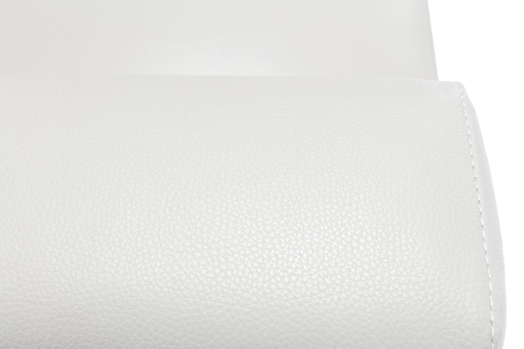 Sunset Trading Divine Leather Sofa Sleeper | White | 3 Seater Couch with Full Size Pull Out Mattress
