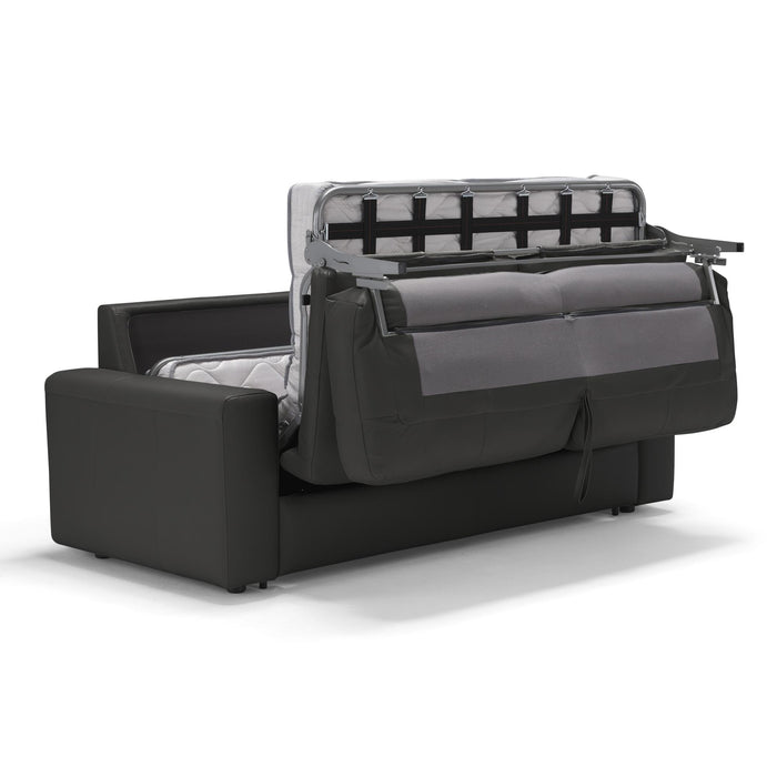 Sunset Trading Divine Leather Sofa Sleeper | Dark Gray | 3 Seater Couch With Full Size Pull Out Mattress