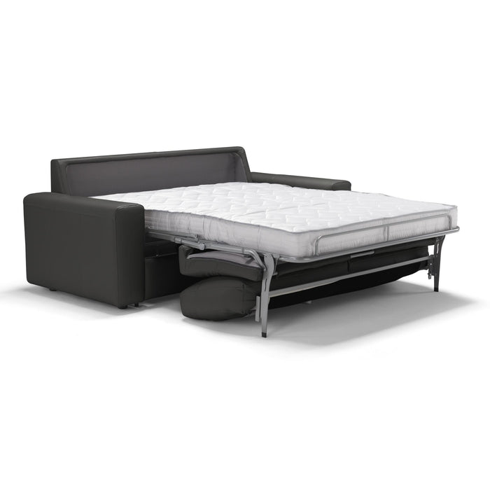 Sunset Trading Divine Leather Sofa Sleeper | Dark Gray | 3 Seater Couch With Full Size Pull Out Mattress