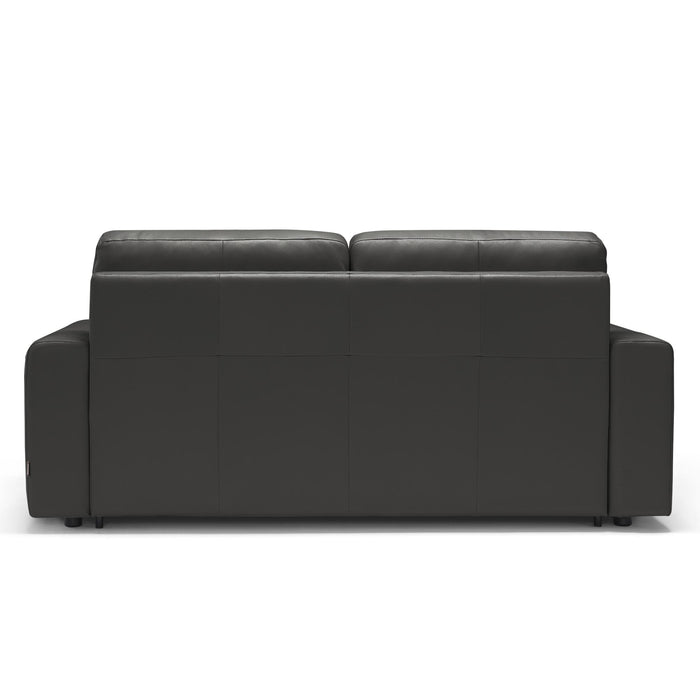 Sunset Trading Divine Leather Sofa Sleeper | Dark Gray | 3 Seater Couch With Full Size Pull Out Mattress