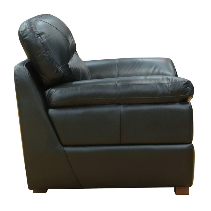 Sunset Trading Jayson 45" Wide Top Grain Leather Armchair | Black