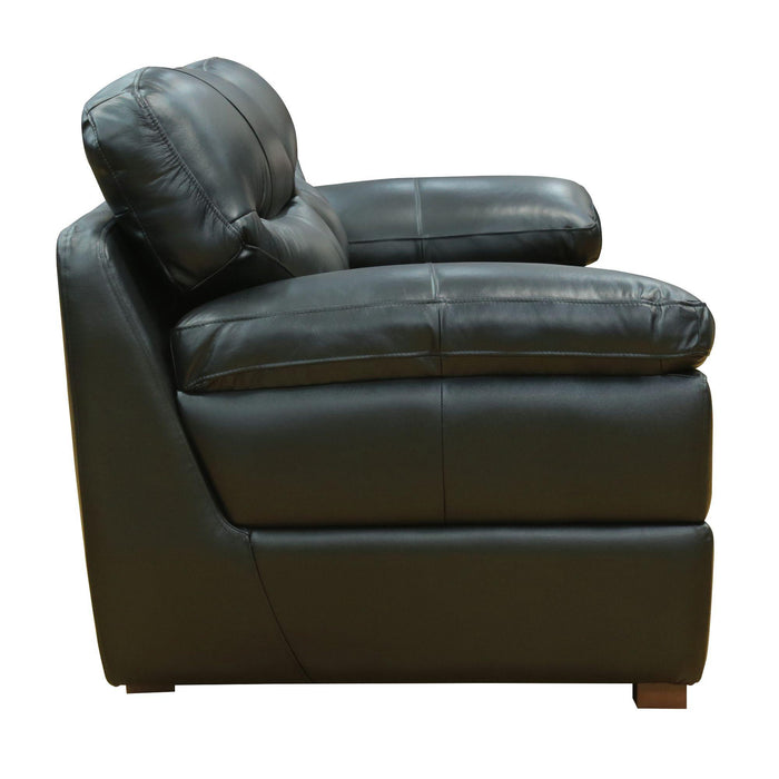 Sunset Trading Jayson 73" Wide Top Grain Leather Loveseat | Black