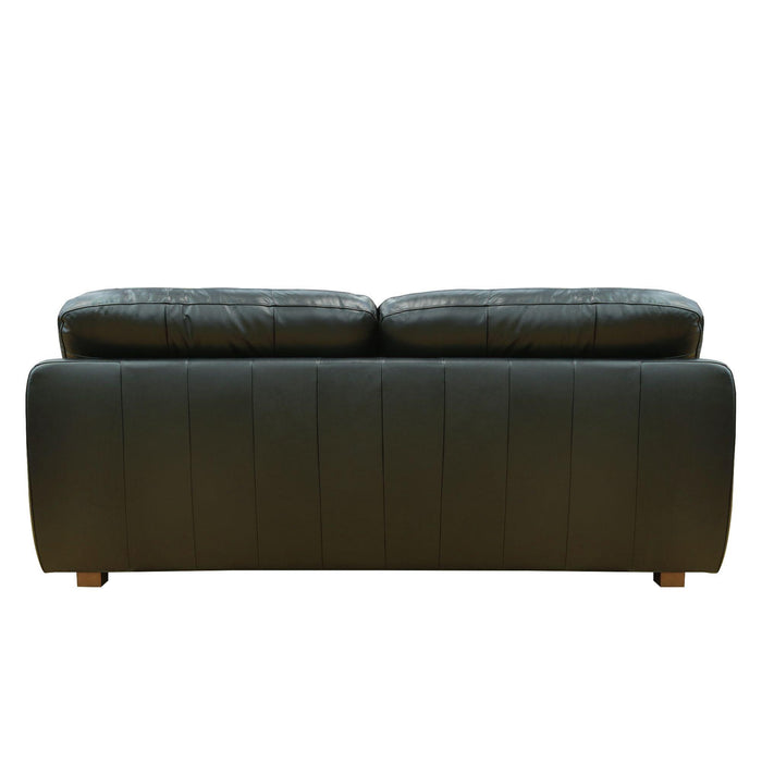 Sunset Trading Jayson 89" Wide Top Grain Leather Sofa | Black Stationary Couch