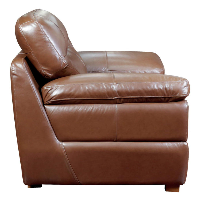 Sunset Trading Jayson 45" Wide Top Grain Leather Armchair | Chestnut Brown