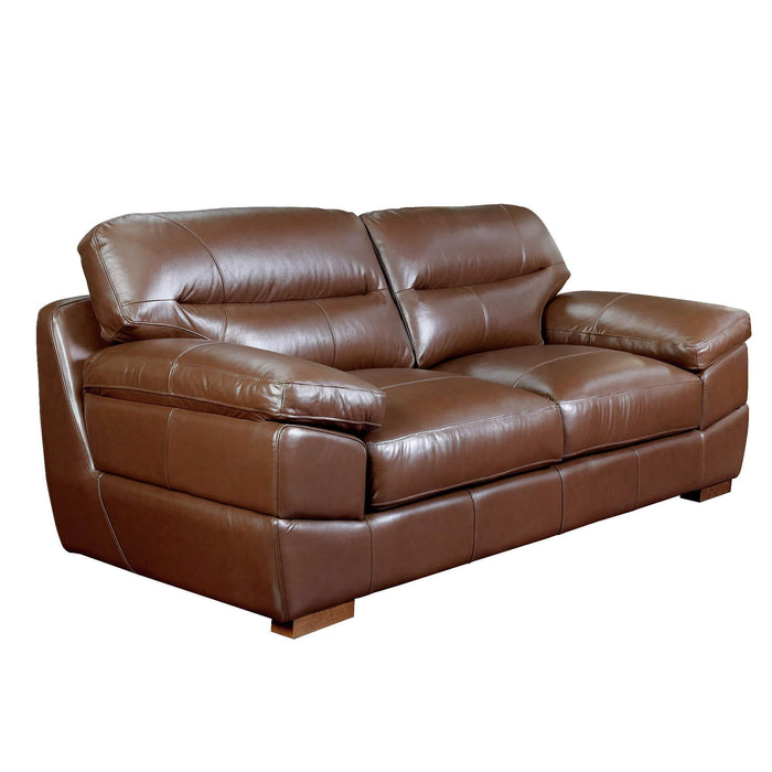 Sunset Trading Jayson 89" Wide Top Grain Leather Sofa | Chestnut Brown