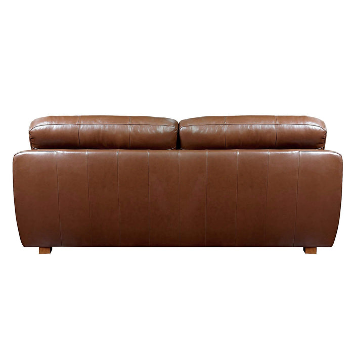 Sunset Trading Jayson 89" Wide Top Grain Leather Sofa | Chestnut Brown