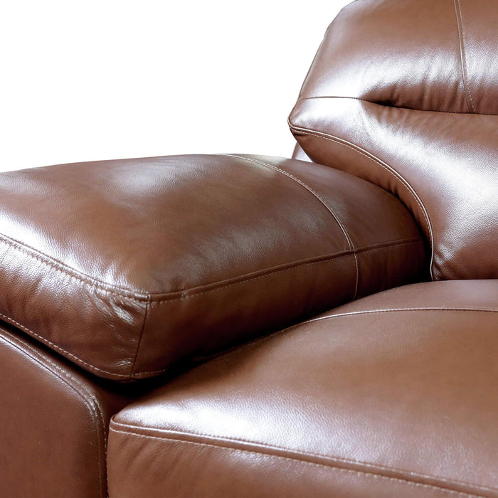 Sunset Trading Jayson 89" Wide Top Grain Leather Sofa | Chestnut Brown
