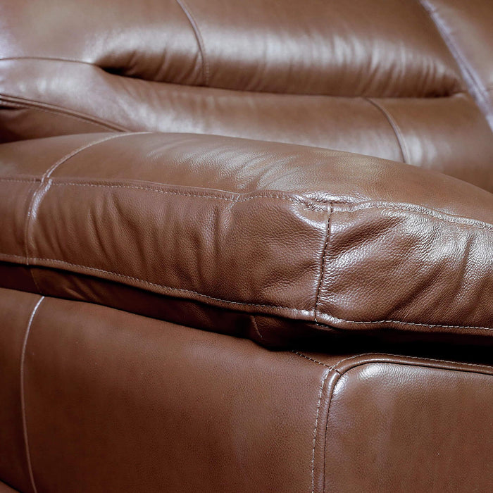 Sunset Trading Jayson 89" Wide Top Grain Leather Sofa | Chestnut Brown