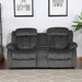 Sunset Trading Madison Reclining Loveseat with Console Storage, Cupholders | Two Manual Recliners | Gray Fabric -  Chapter 11 Furniture (Lewiston, Maine)