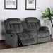 Sunset Trading Madison Reclining Loveseat with Console Storage, Cupholders | Two Manual Recliners | Gray Fabric -  Chapter 11 Furniture (Lewiston, Maine)