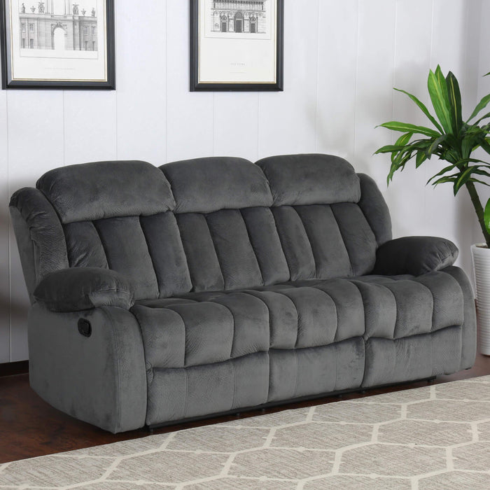 Sunset Trading Madison Reclining Sofa | 2 Manual Recliners | Gray Fabric Couch
