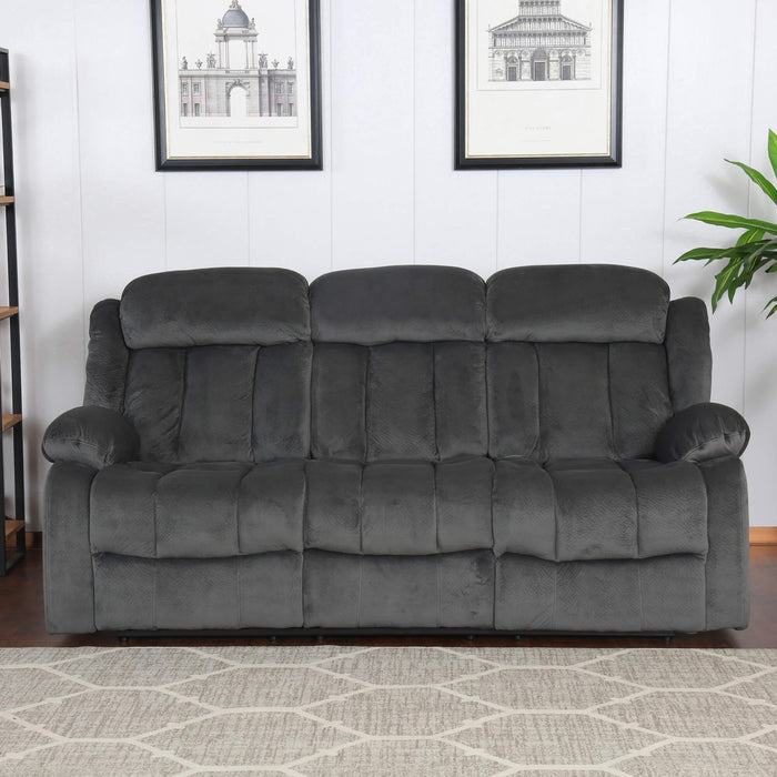 Sunset Trading Madison Reclining Sofa | 2 Manual Recliners | Gray Fabric Couch