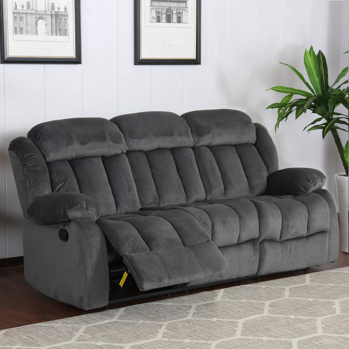 Sunset Trading Madison Reclining Sofa | 2 Manual Recliners | Gray Fabric Couch