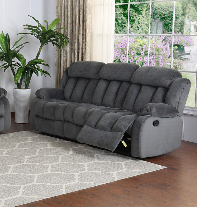 Sunset Trading Madison Reclining Sofa | 2 Manual Recliners | Gray Fabric Couch
