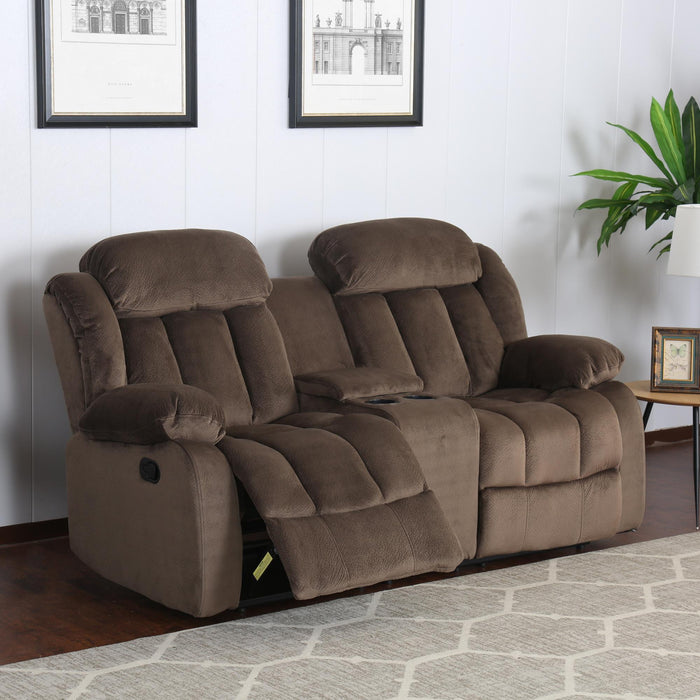 Sunset Trading Teddy Bear 3 Piece Reclining Living Room Set | Sofa Loveseat Chair | Manual Recliner | Brown Fabric