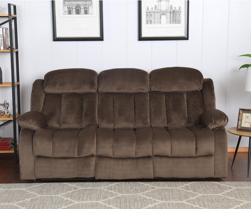 Sunset Trading Teddy Bear 3 Piece Reclining Living Room Set | Sofa Loveseat Chair | Manual Recliner | Brown Fabric