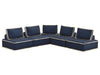 Sunset Trading Pixie 5 Piece Sofa Sectional | Modular Couch | Navy Blue and Cream Fabric -  Chapter 11 Furniture (Lewiston, Maine)