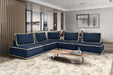 Sunset Trading Pixie 5 Piece Sofa Sectional | Modular Couch | Navy Blue and Cream Fabric -  Chapter 11 Furniture (Lewiston, Maine)