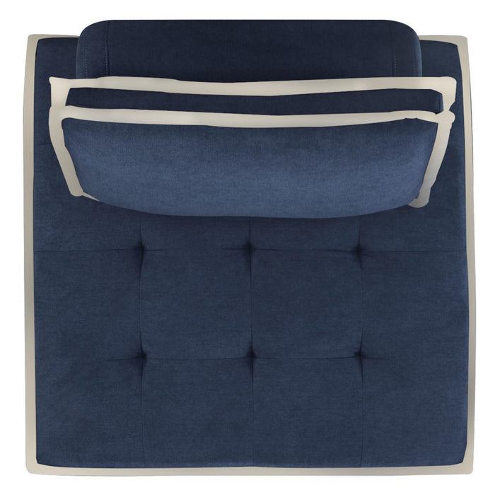 Sunset Trading Pixie Armless Accent Chair | Modular Sectional Seating | Navy Blue and Cream Fabric