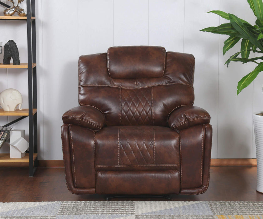 Sunset Trading Diamond Power Recliner | Brown Leather Gel