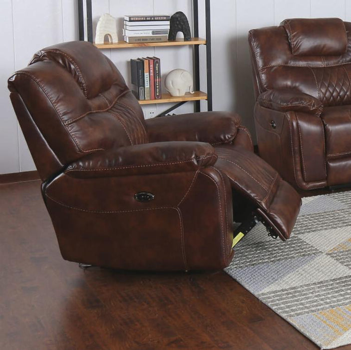 Sunset Trading Diamond Power Recliner | Brown Leather Gel