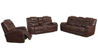 Sunset Trading Diamond Power 3 Piece Reclining Living Room Set | Sofa, Loveseat, Chair | Center Console | Brown Leather Gel -  Chapter 11 Furniture (Lewiston, Maine)
