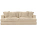 Sunset Trading Newport Slipcovered Recessed Fin Arm 94" Sofa | Stain Resistant Performance Fabric | 4 Throw Pillows | Tan -  Chapter 11 Furniture (Lewiston, Maine)