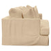 Sunset Trading Newport Slipcovered Recessed Fin Arm 94" Sofa | Stain Resistant Performance Fabric | 4 Throw Pillows | Tan -  Chapter 11 Furniture (Lewiston, Maine)