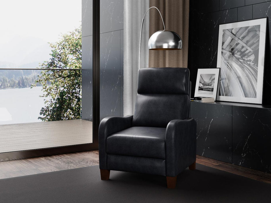 Sunset Trading Dana Pushback Leather Recliner | Navy Blue