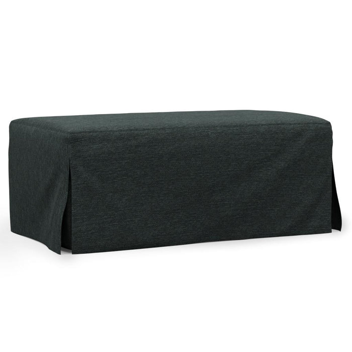 Sunset Trading Newport Slipcovered 44" Wide Ottoman | Stain Resistant Performance Fabric | Dark Gray