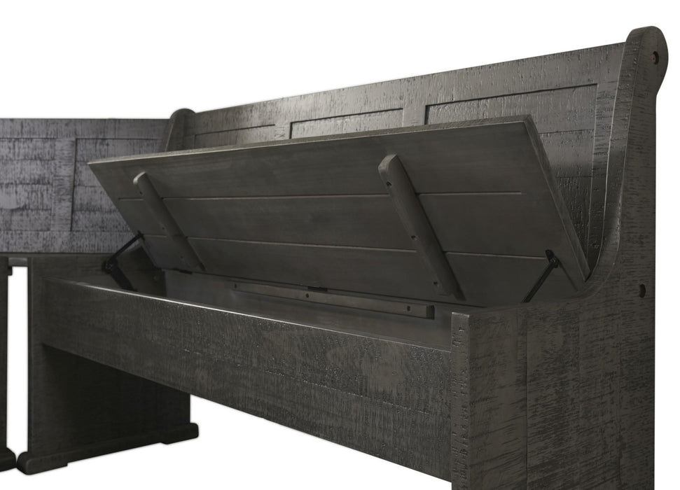 Sunset Trading Sunny Dining Nook Table Set | Distressed Grey Wood | Kitchen Corner Storage Bench Seating