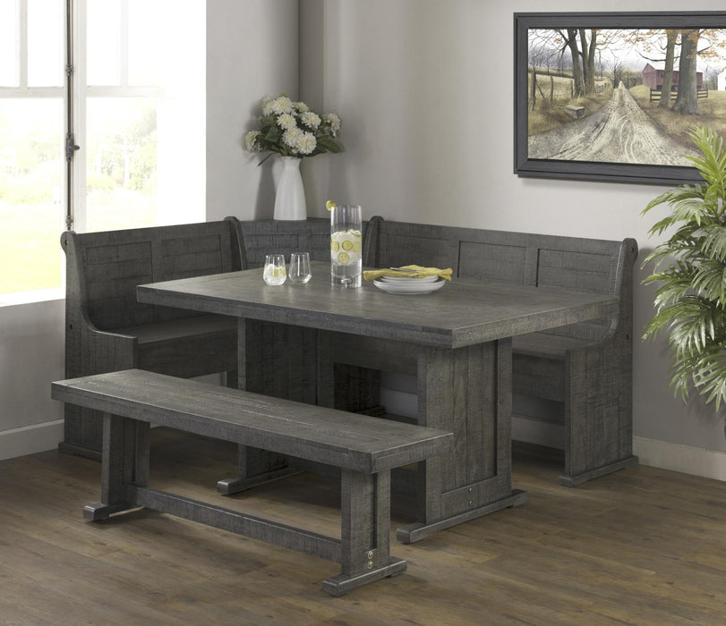 Sunset Trading Sunny Dining Nook Table Set | Distressed Grey Wood | Kitchen Corner Storage Bench Seating